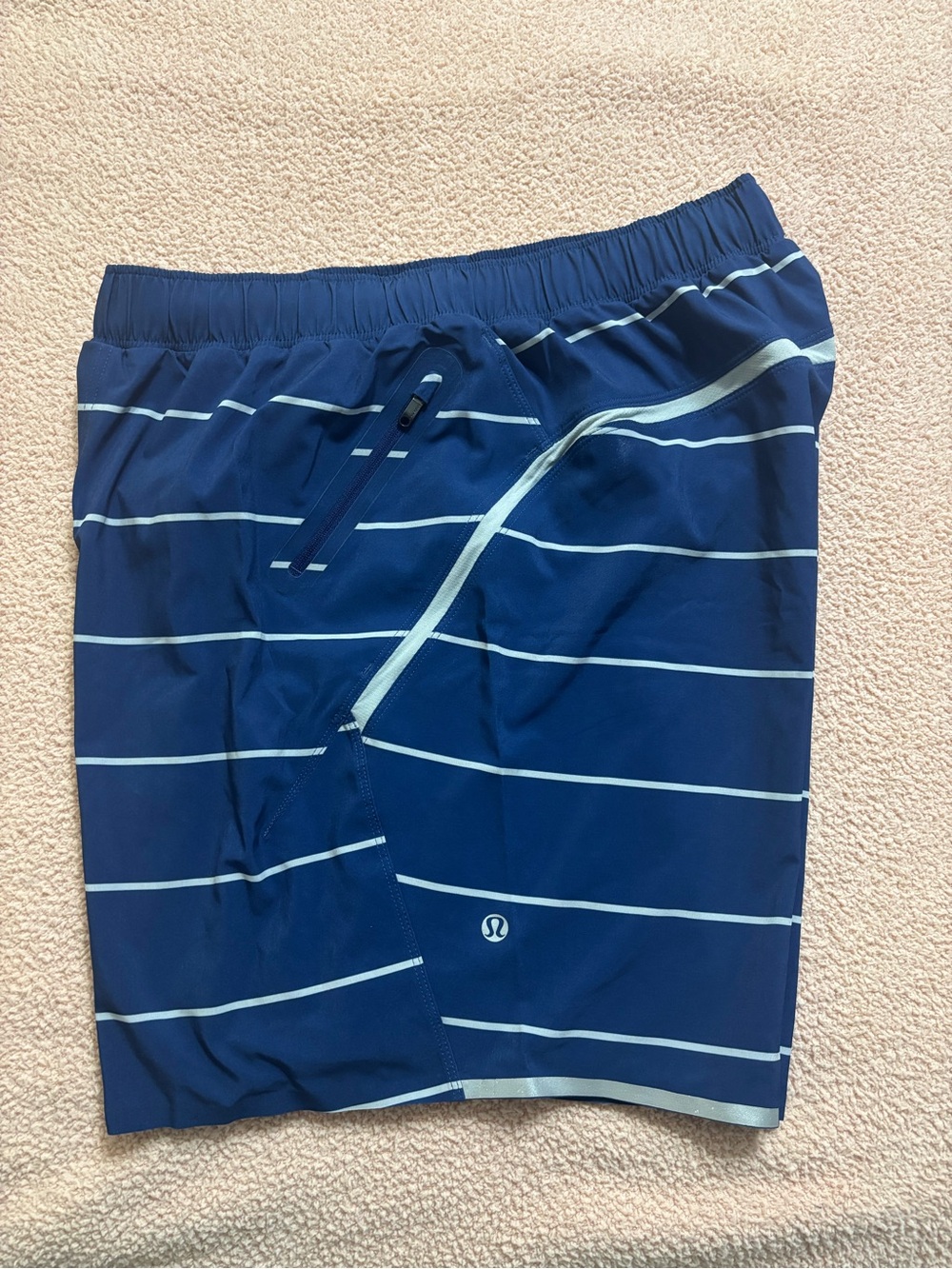 lululemon athletica Navy and White Striped Men’s Swim Trunks